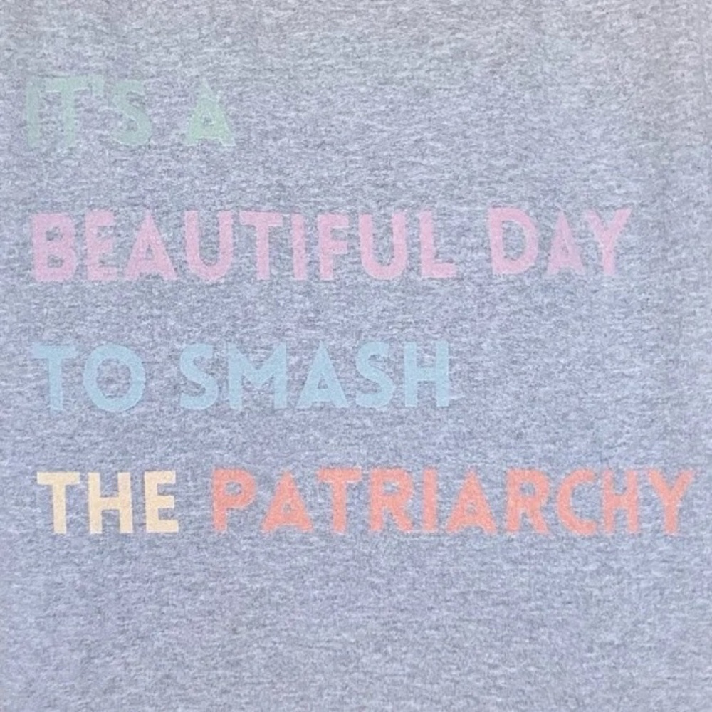 Gray Graphic Sweater Feminist Quote Smash The Patriarchy Minimalist Colorful